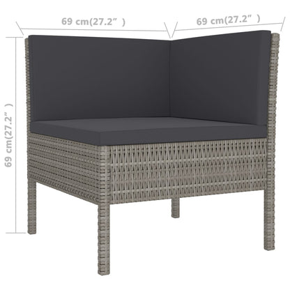 2-delige Loungeset met kussens poly rattan grijs