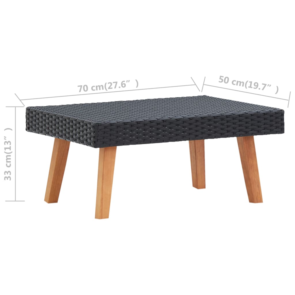 Tuintafel poly rattan zwart