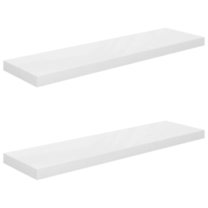 Wandschappen zwevend 2 st 90x23,5x3,8 cm MDF hoogglans wit