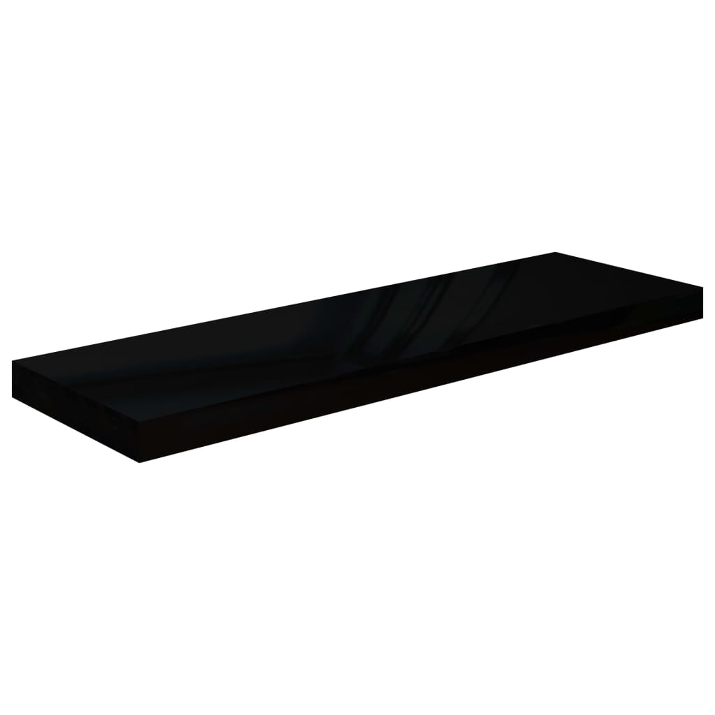 Wandschappen zwevend 2 st 80x23,5x3,8 cm MDF hoogglans zwart