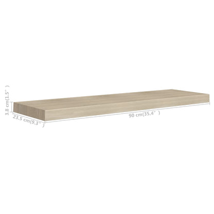 Wandschappen zwevend 2 st 90x23,5x3,8 cm MDF eikenkleurig