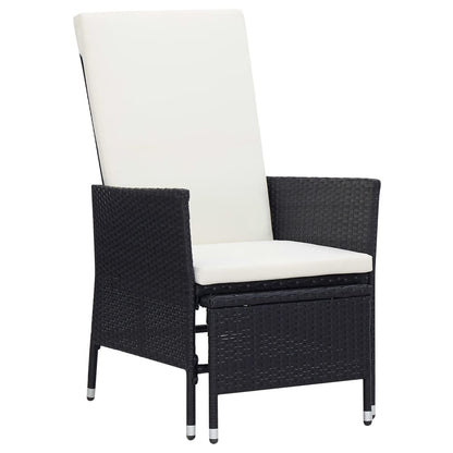 2-delige Loungeset met kussens poly rattan zwart