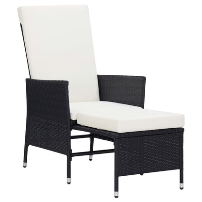 2-delige Loungeset met kussens poly rattan zwart