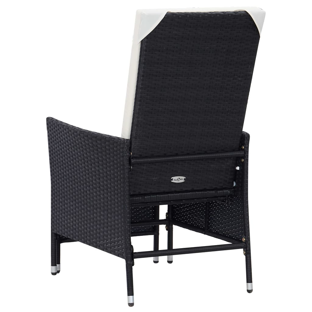 2-delige Loungeset met kussens poly rattan zwart