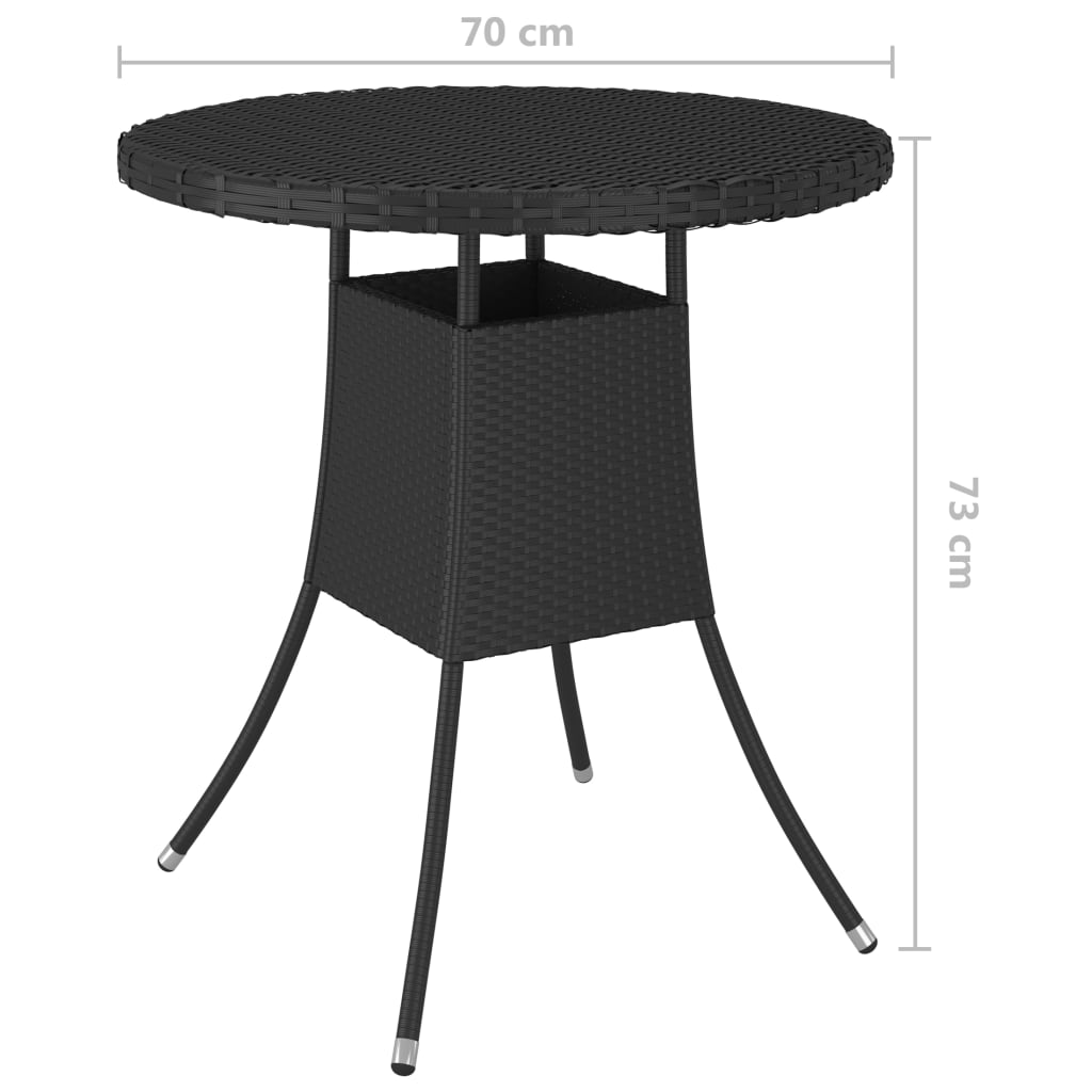 Tuintafel 70x70x73 cm poly rattan zwart