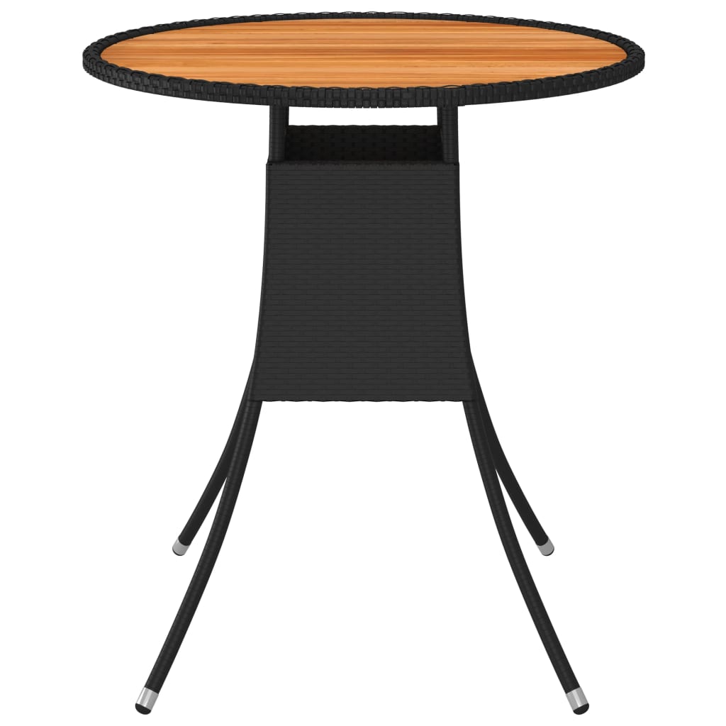 Tuintafel Ø70 cm poly rattan en massief acaciahout zwart