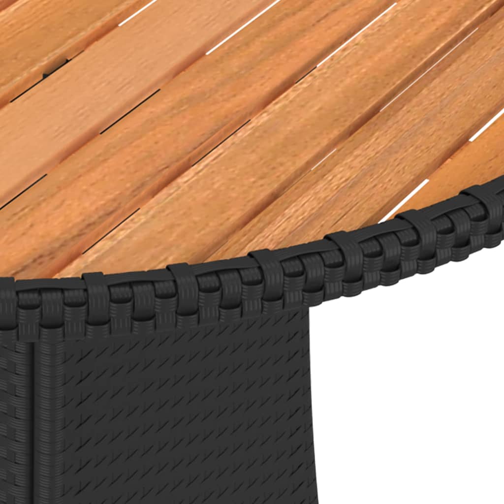 Tuintafel Ø70 cm poly rattan en massief acaciahout zwart