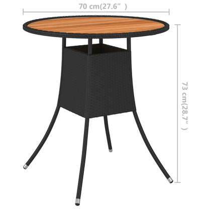 Tuintafel Ø70 cm poly rattan en massief acaciahout zwart