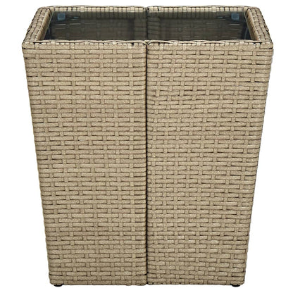 Salontafel 41,5x41,5x44 cm poly rattan en gehard glas beige