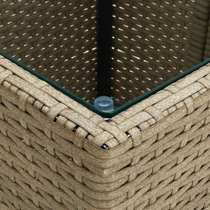 Salontafel 41,5x41,5x44 cm poly rattan en gehard glas beige