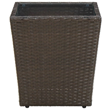 Salontafel 41,5x41,5x44 cm poly rattan en gehard glas bruin