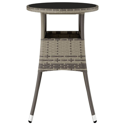 Tuintafel Ø60x75 cm gehard glas en poly rattan grijs