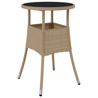 Tuintafel Ø60x75 cm gehard glas en poly rattan beige