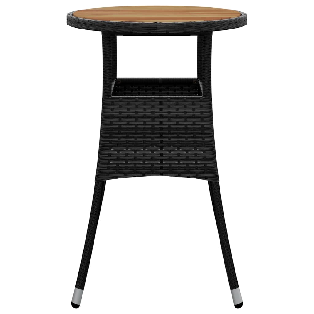 Tuintafel Ø60x75 cm acaciahout en poly rattan zwart