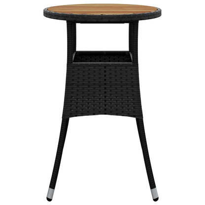 Tuintafel Ø60x75 cm acaciahout en poly rattan zwart