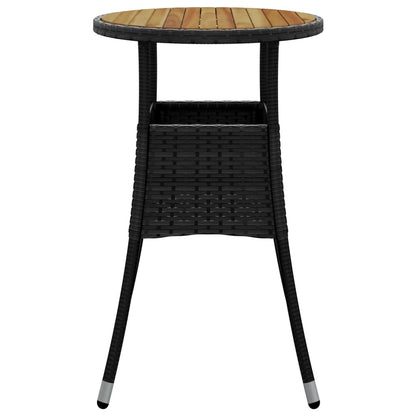 Tuintafel Ø60x75 cm acaciahout en poly rattan zwart