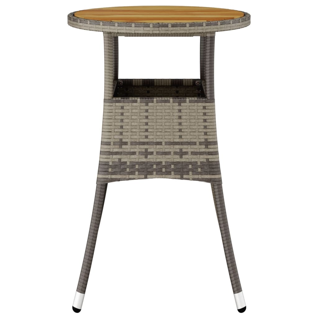 Tuintafel Ø60x75 cm acaciahout en poly rattan grijs