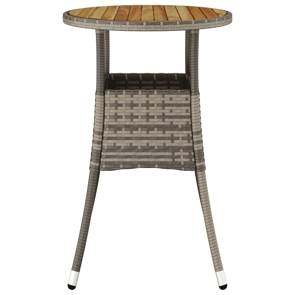 Tuintafel Ø60x75 cm acaciahout en poly rattan grijs