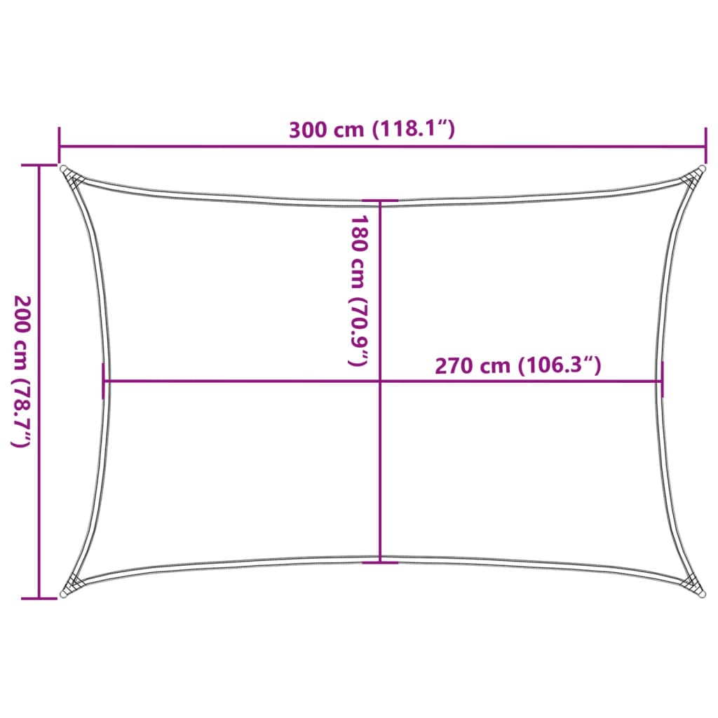 Zonnezeil 160 g/m² 2x3 m HDPE antracietkleurig