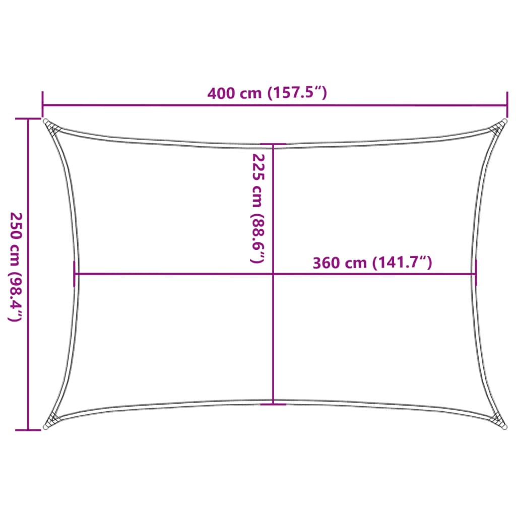 Zonnezeil 160 g/m² 2,5x4 m HDPE antracietkleurig