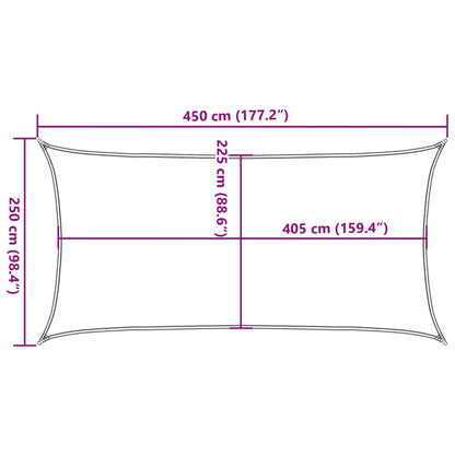 Zonnezeil 160 g/m² 2,5x4,5 m HDPE antracietkleurig