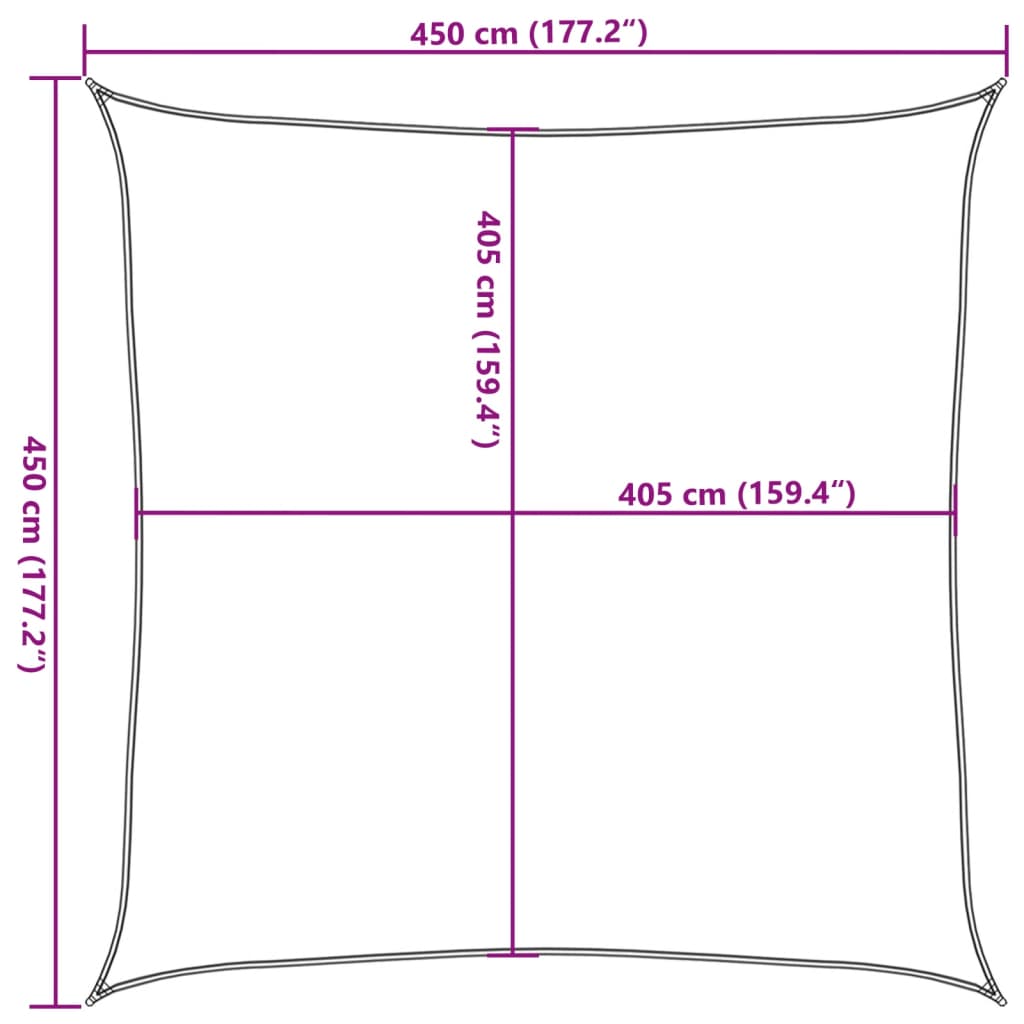 Zonnezeil 160 g/m² 4,5x4,5 m HDPE beige