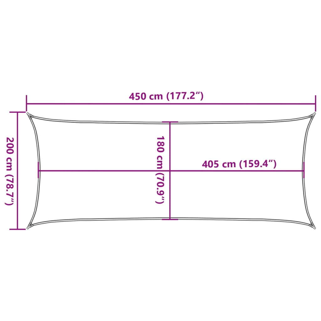 Zonnezeil 160 g/m² 2x4,5 m HDPE crèmekleurig