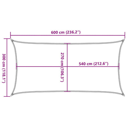 Zonnezeil 160 g/m² 3x6 m HDPE crèmekleurig