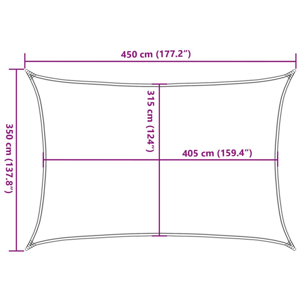 Zonnezeil 160 g/m² 3,5x4,5 m HDPE crèmekleurig