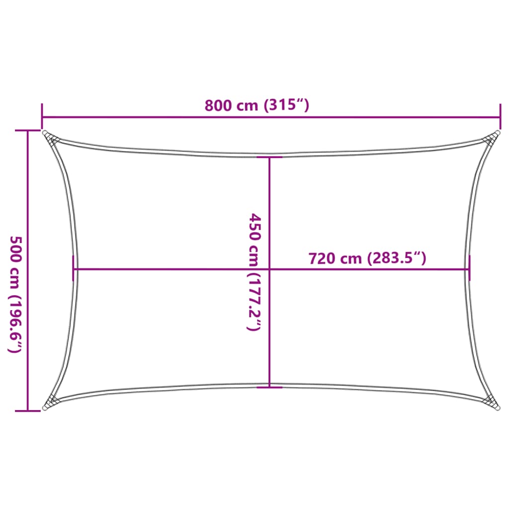 Zonnezeil 160 g/m² 5x8 m HDPE crèmekleurig