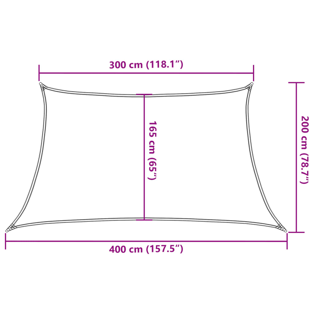 Zonnezeil 160 g/m² 3/4x2 m HDPE crèmekleurig