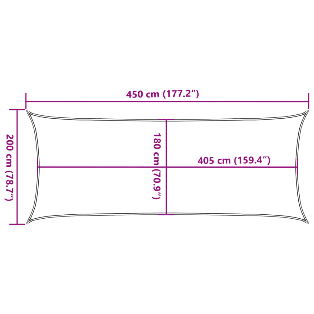 Zonnezeil 160 g/m² 2x4,5 m HDPE wit