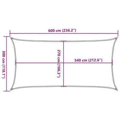 Zonnezeil 160 g/m² 3x6 m HDPE wit