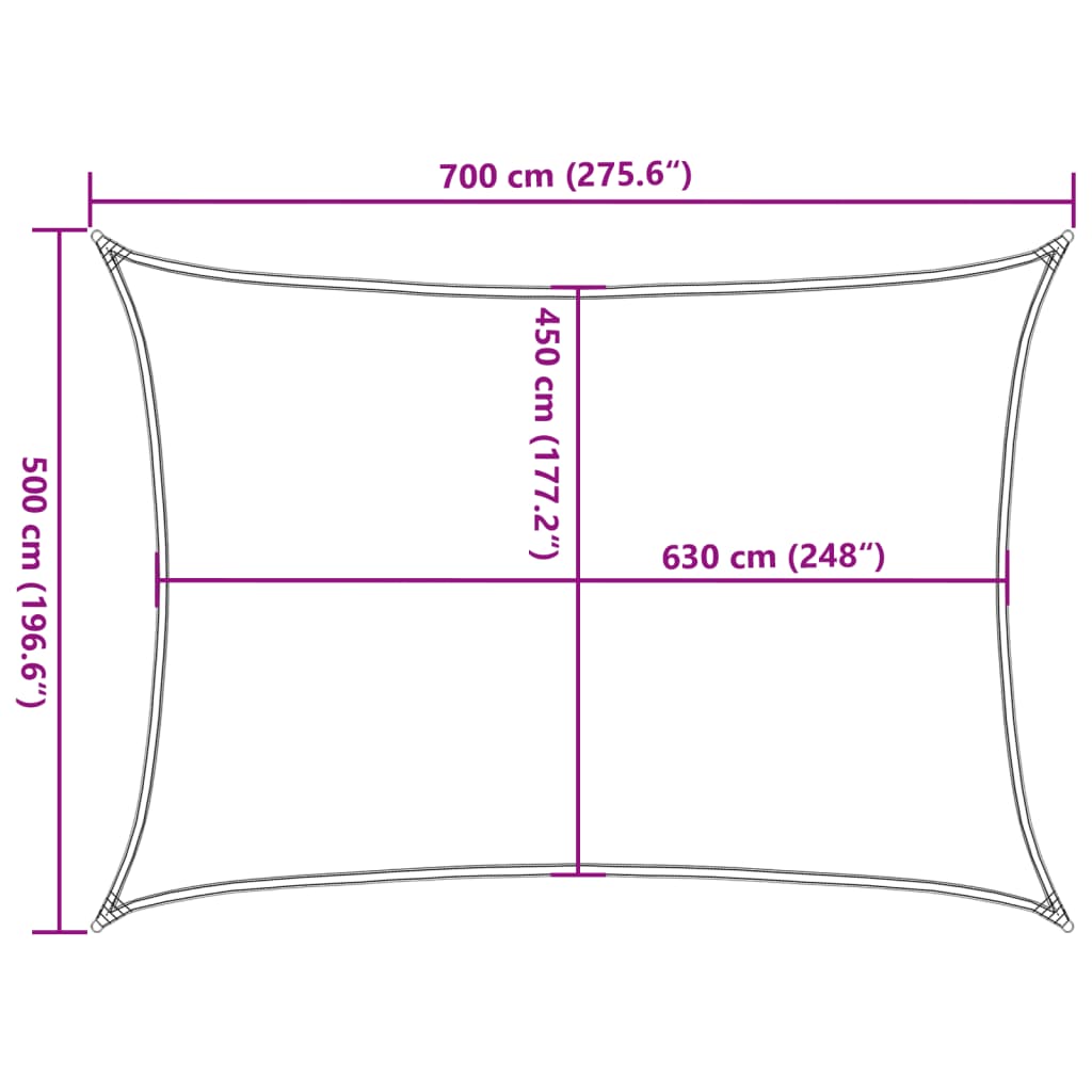 Zonnezeil 160 g/m² 5x7 m HDPE lichtgroen