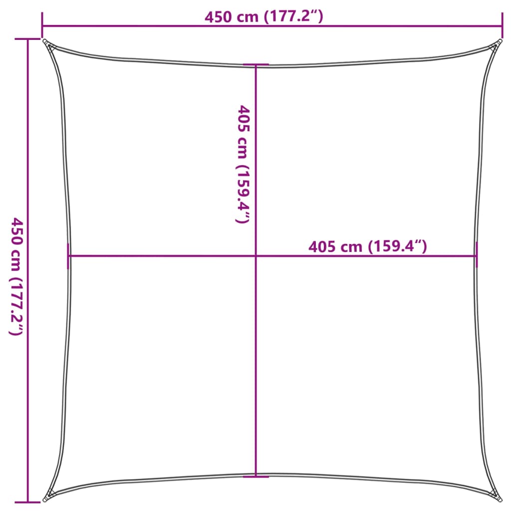 Zonnezeil 160 g/m² 4,5x4,5 m HDPE taupe