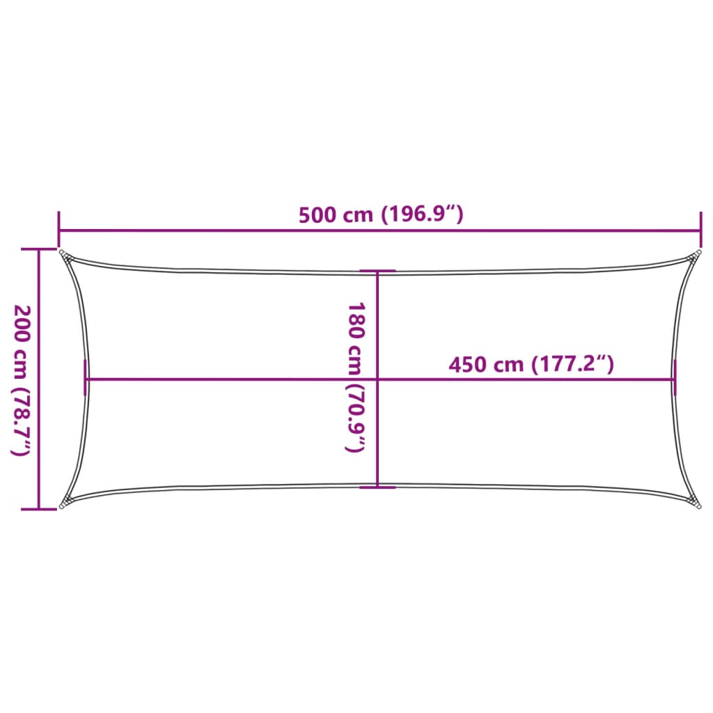 Zonnezeil 160 g/m² 2x5 m HDPE taupe