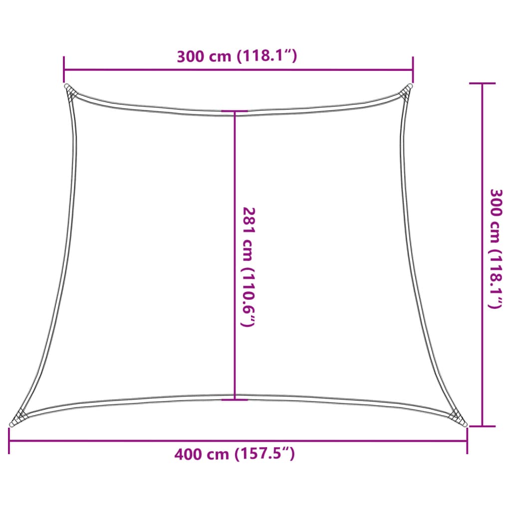 Zonnezeil 160 g/m² 3/4x3 m HDPE taupe