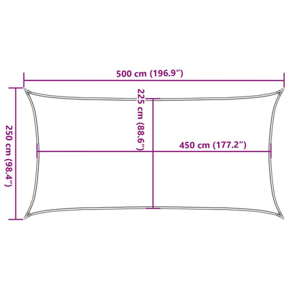 Zonnezeil 160 g/m² 2,5x5 m HDPE geel