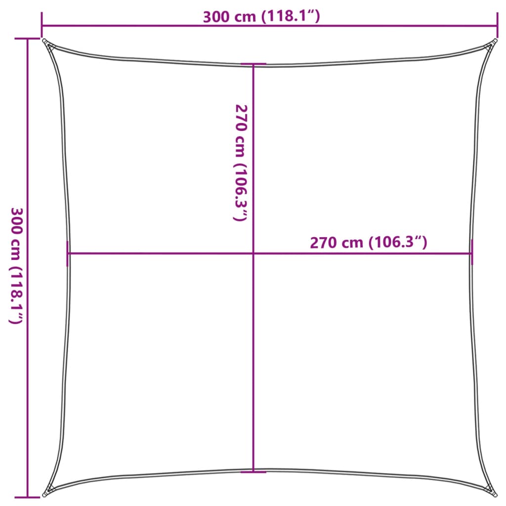 Zonnezeil 160 g/m² 3x3 m HDPE rood