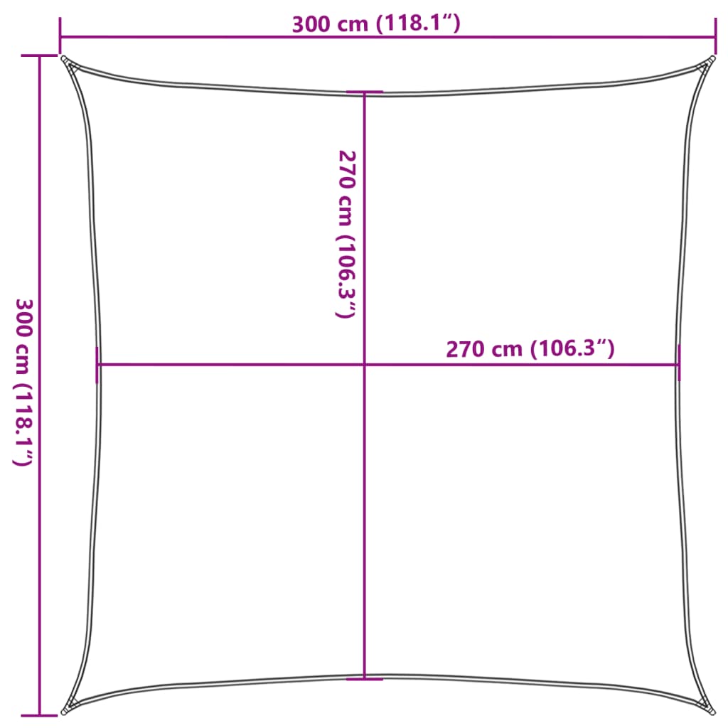 Zonnezeil 160 g/m² 3x3 m HDPE zwart