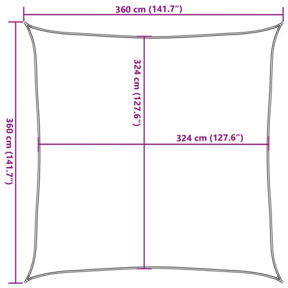 Zonnezeil 160 g/m² 3,6x3,6 m HDPE zwart