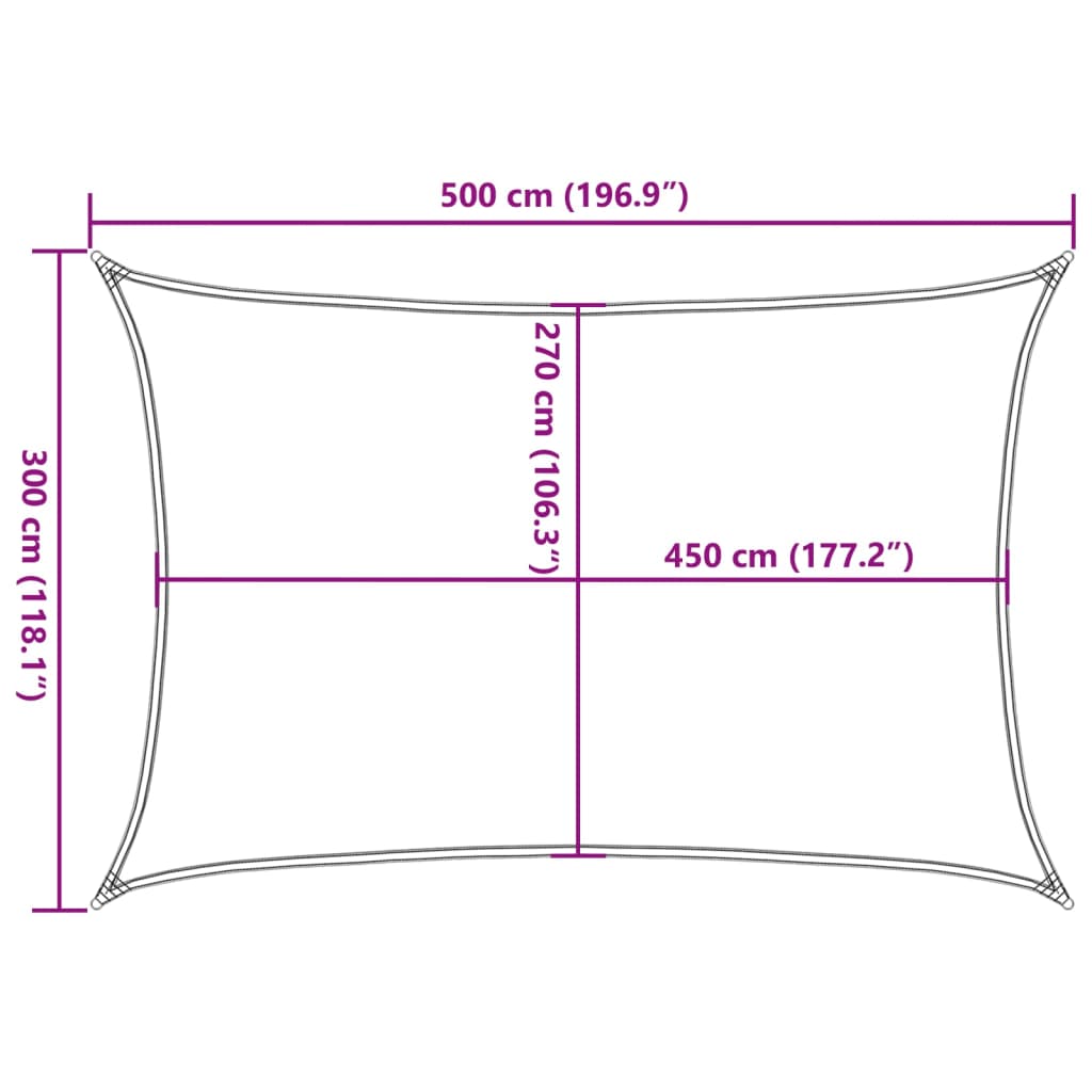 Zonnezeil 160 g/m² 3x5 m HDPE zwart