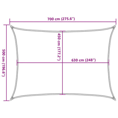 Zonnezeil 160 g/m² 5x7 m HDPE zwart