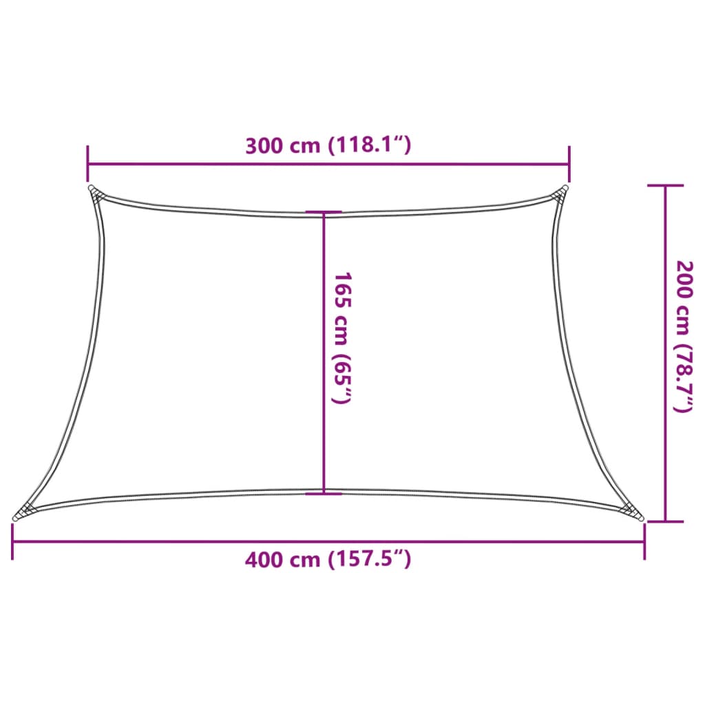 Zonnezeil 160 g/m² 3/4x2 m HDPE zwart