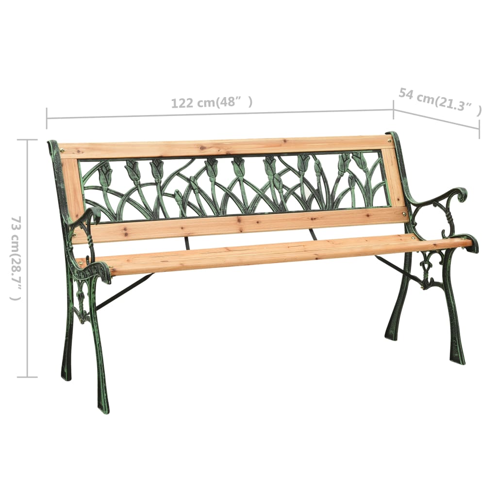 Tuinbank 122 cm gietijzer en massief vurenhout