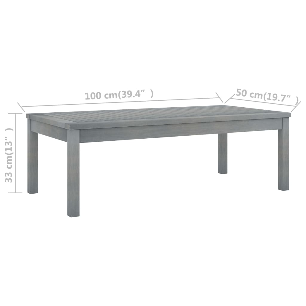 Salontafel 100x50x33 cm massief acaciahout grijs