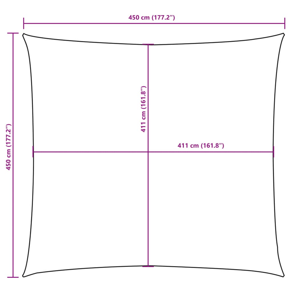 Zonnescherm vierkant 4,5x4,5 m oxford stof wit