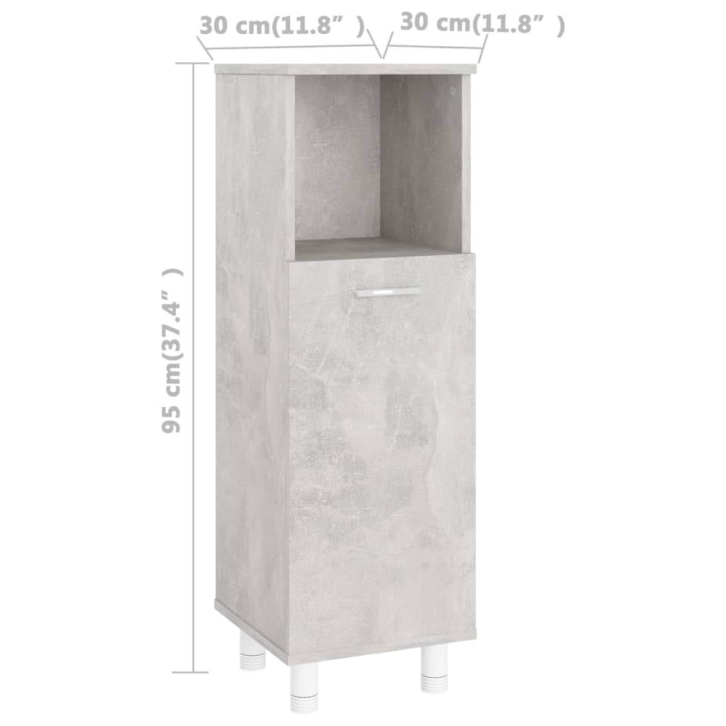 Badkamerkast 30x30x95 cm bewerkt hout betongrijs