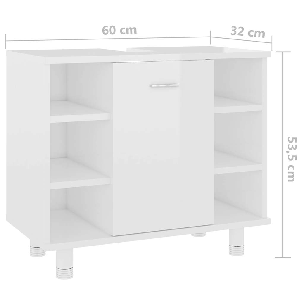 Badkamerkast 60x32x53,5 cm bewerkt hout hoogglans wit