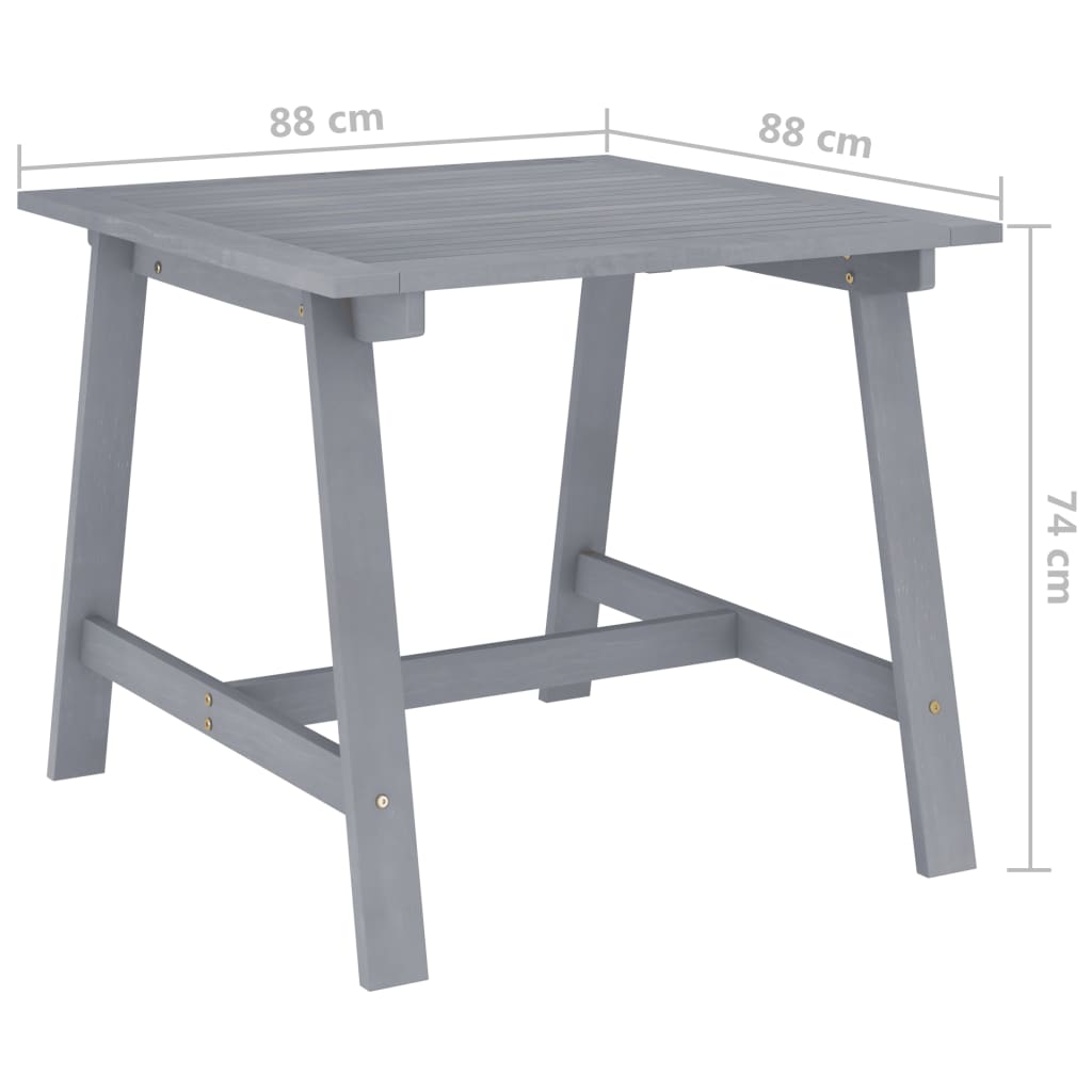 Tuintafel 88x88x74 cm massief acaciahout grijs